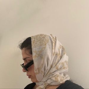 Sheer white scarf with chain link design